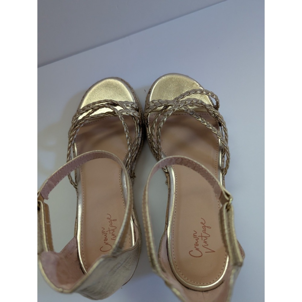 CROWN VINTAGE Gold Braid Platform Gladiator Sandals Size 5M Womens